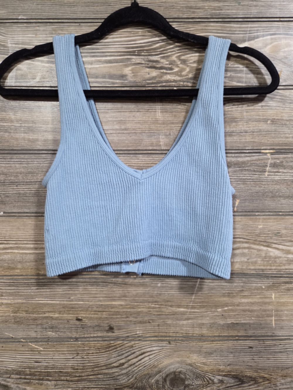 Aerie Blue Ribbed Crop Tank - Medium Snap Back - Picture 2 of 4